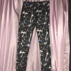 Athletic pants with blue& white paintbrush Design